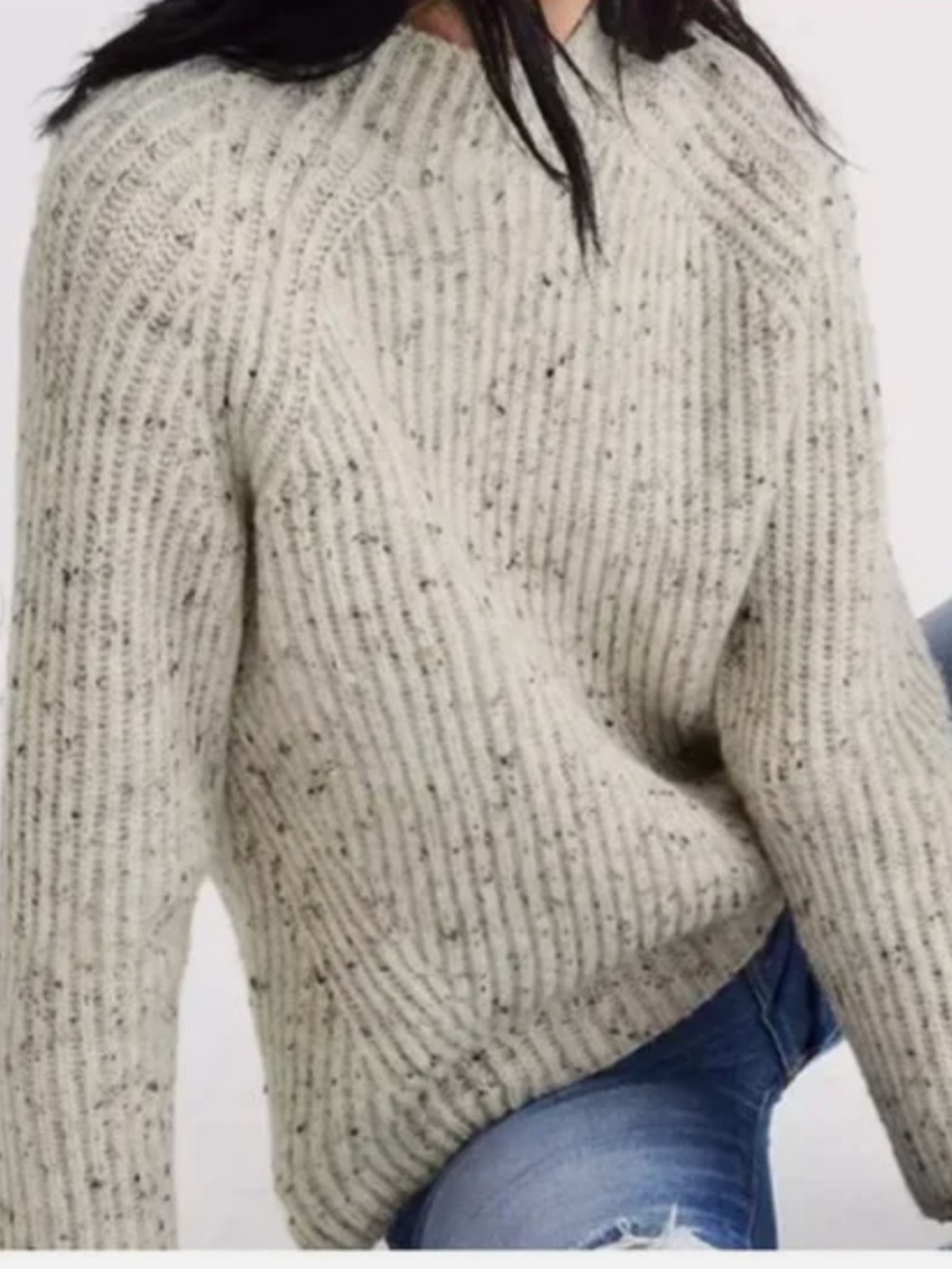 Madewell Donegal & Northfield Mockneck Cream Speckle Sweater Cotton & Wool Blend - Picture 1 of 6